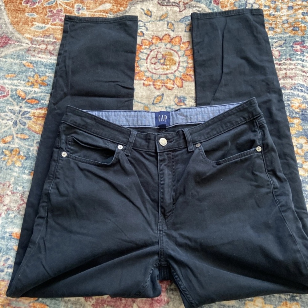 Gap Essential Khaki Straight Leg Chino Pant Mens 34x32 Navy Mid Rise GapFlex
